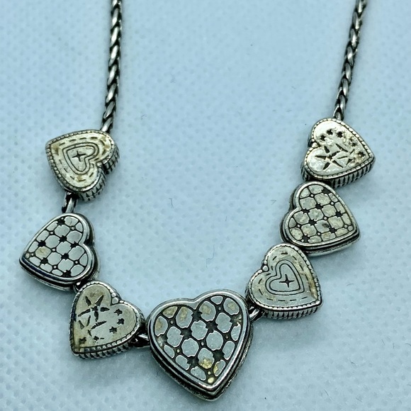 Vintage Sterling Silver Heart Bead Necklace, 18” long - Picture 4 of 7